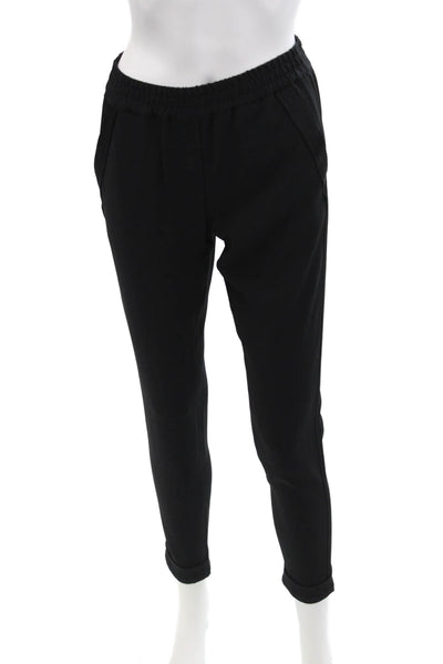 DKNY Womens Elastic Waistband Mid Rise Crepe Cuffed Pants Black Size XP