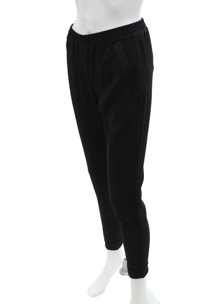 DKNY Womens Elastic Waistband Mid Rise Crepe Cuffed Pants Black Size XP
