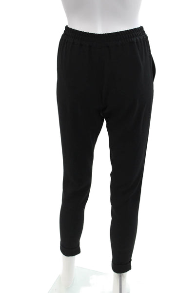 DKNY Womens Elastic Waistband Mid Rise Crepe Cuffed Pants Black Size XP