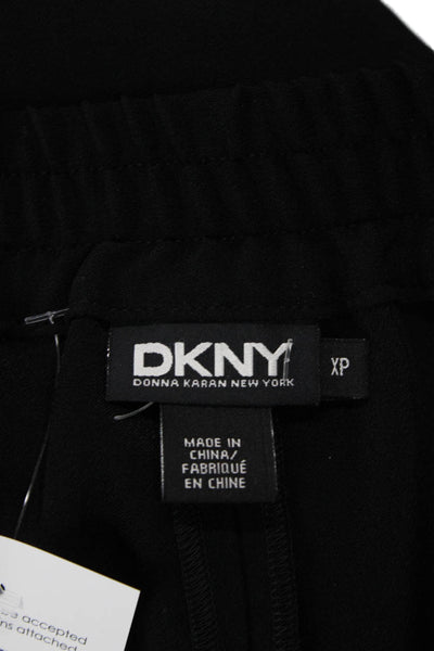 DKNY Womens Elastic Waistband Mid Rise Crepe Cuffed Pants Black Size XP