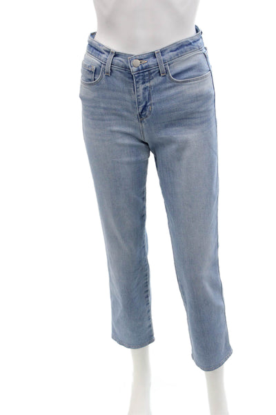 L Agence Womens High Rise Light Wash Alexia Cigarette Crop Jeans Blue Size 24