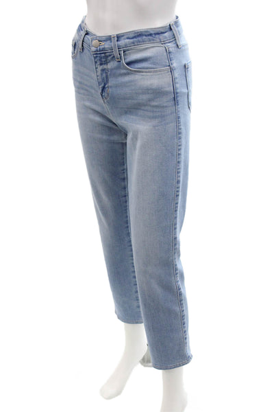 L Agence Womens High Rise Light Wash Alexia Cigarette Crop Jeans Blue Size 24