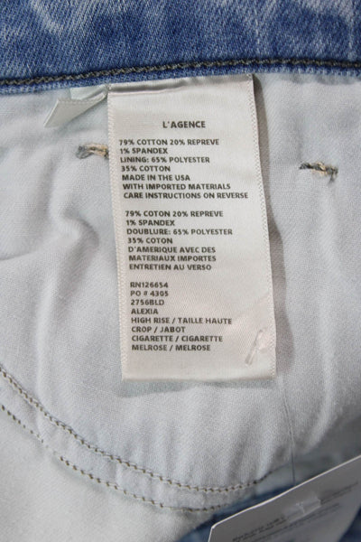 L Agence Womens High Rise Light Wash Alexia Cigarette Crop Jeans Blue Size 24