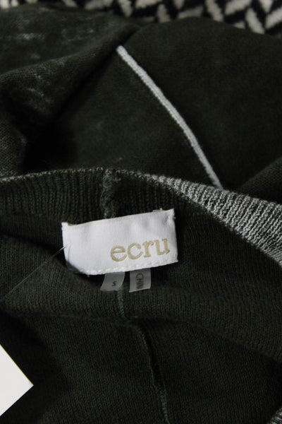 Ecru Womens Long Sleeve Crew Neck Sweatshirt Green White Cotton Size Small