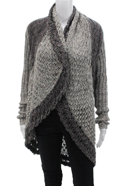 Cotton By Autumn Cashmere Womens Open Knit Cardigan Sweater Gray Cotton Size XS
