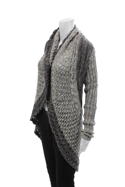 Cotton By Autumn Cashmere Womens Open Knit Cardigan Sweater Gray Cotton Size XS