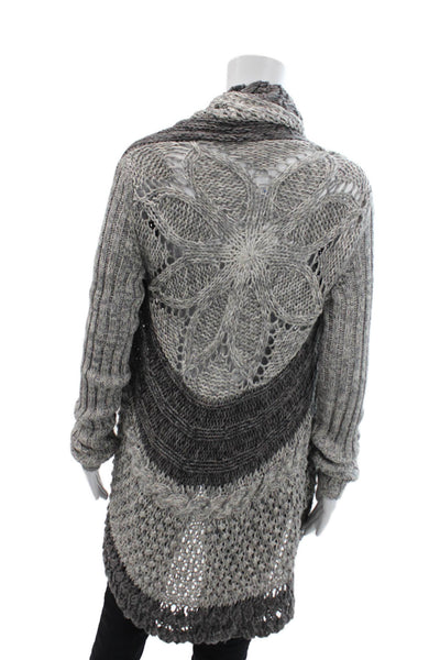 Cotton By Autumn Cashmere Womens Open Knit Cardigan Sweater Gray Cotton Size XS