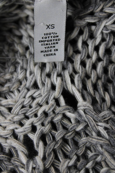 Cotton By Autumn Cashmere Womens Open Knit Cardigan Sweater Gray Cotton Size XS