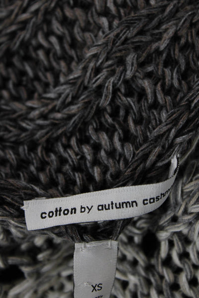 Cotton By Autumn Cashmere Womens Open Knit Cardigan Sweater Gray Cotton Size XS
