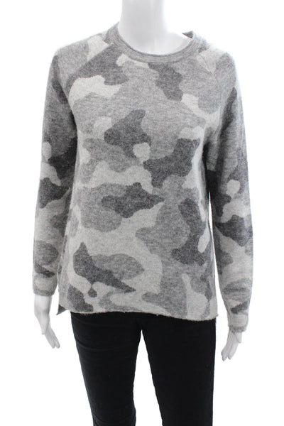 Athleta Womens Long Sleeve Crew Neck Camouflage Sweater Gray Size Extra Small