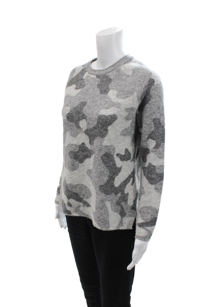 Athleta Womens Long Sleeve Crew Neck Camouflage Sweater Gray Size Extra Small