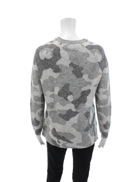 Athleta Womens Long Sleeve Crew Neck Camouflage Sweater Gray Size Extra Small