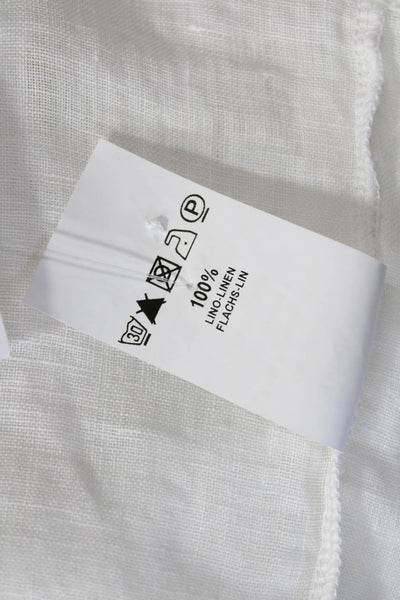 Tandem Womens Linen Long Sleeves Cropped Button Down Shirt White Size 2