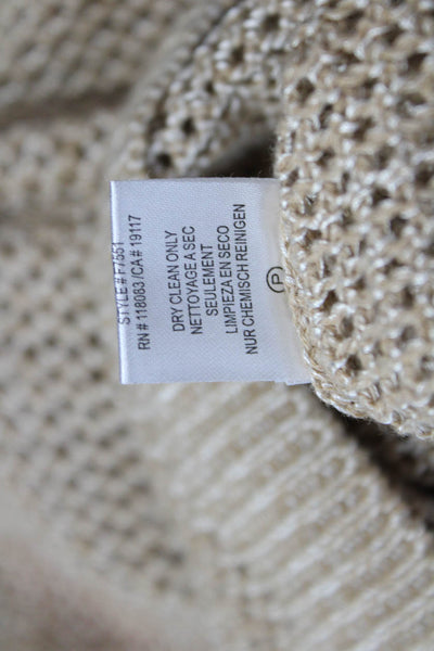Minnie Rose Womens Long Sleeve Scoop Neck Open Knit Sweater Brown Cotton Size XS