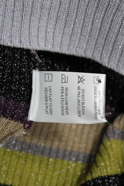 Chaser Womens Long Sleeve Scoop Neck Ribbed Striped Sweater Purple Size Medium