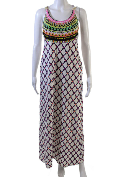 Trina Turk Womens Gold Tone Detail Strappy Open Back Maxi Dress White Size S