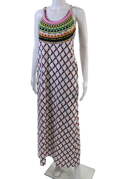 Trina Turk Womens Gold Tone Detail Strappy Open Back Maxi Dress White Size S