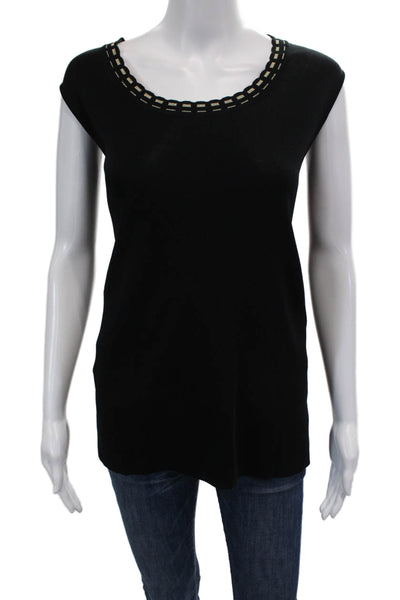 Howard Wolf Escape Womens Metallic Trim Scoop Neck Tank Top Black Size Large
