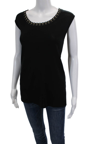 Howard Wolf Escape Womens Metallic Trim Scoop Neck Tank Top Black Size Large