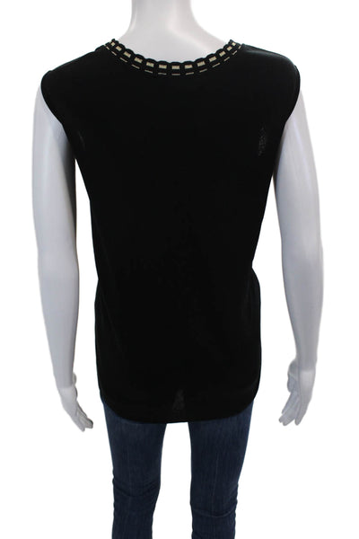Howard Wolf Escape Womens Metallic Trim Scoop Neck Tank Top Black Size Large
