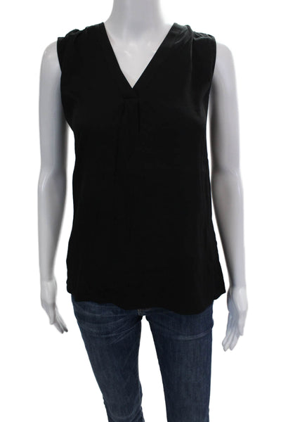 Classiques Entier Womens V Neck Silk Boxy Tank Top Black Size Large