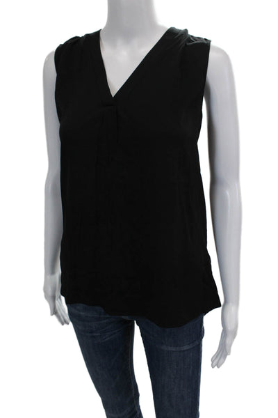 Classiques Entier Womens V Neck Silk Boxy Tank Top Black Size Large