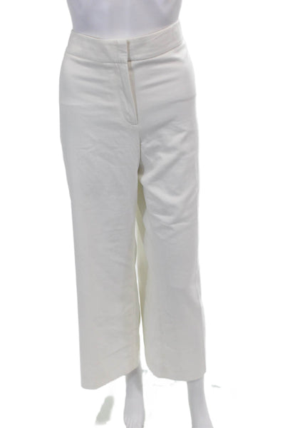 Classiques Entier Womens Zipper Fly High Rise Straight Trouser Pants White 14