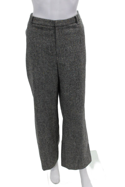 Nordstrom Womens Zipper Fly High Rise Straight Leg Dress Pants Gray Wool Size 14