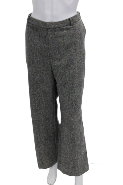 Nordstrom Womens Zipper Fly High Rise Straight Leg Dress Pants Gray Wool Size 14