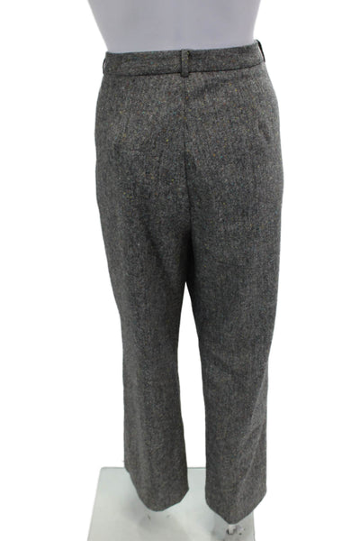 Nordstrom Womens Zipper Fly High Rise Straight Leg Dress Pants Gray Wool Size 14