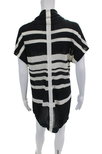 Brochu Walker Womens Linen Striped Short Sleeve V-Neck Mini Dress Blue Size S