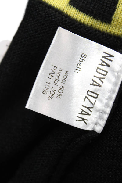 Nadya Dzyak Womens Wool Checkered A-Line Knit Mini Skirt Black Size 42