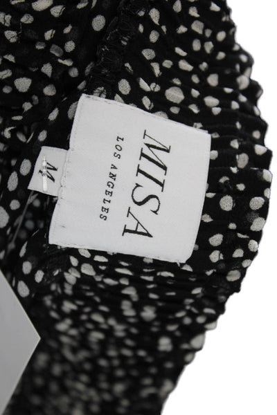 Misa Womens Polka Dot Print Stretch Tiered A-Line Mini Skirt Black Size M