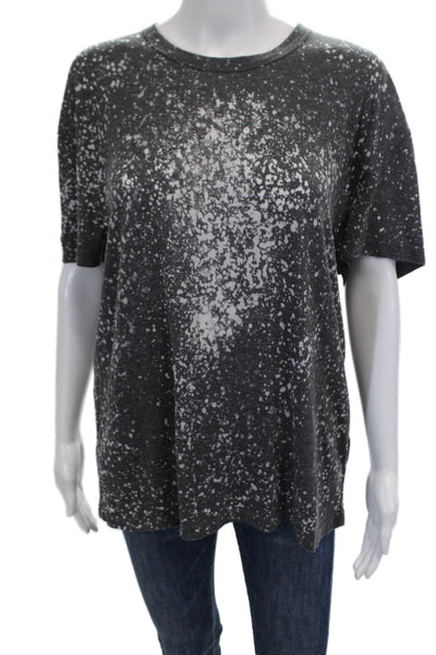 IRO Jeans Womens Spotted Print Short Sleeve Basic Blouse Top Gray Size M