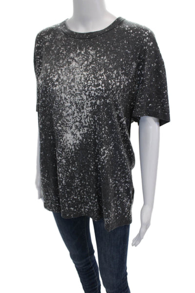 IRO Jeans Womens Spotted Print Short Sleeve Basic Blouse Top Gray Size M