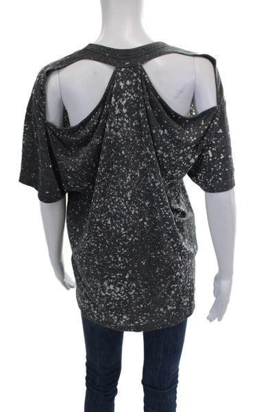 IRO Jeans Womens Spotted Print Short Sleeve Basic Blouse Top Gray Size M