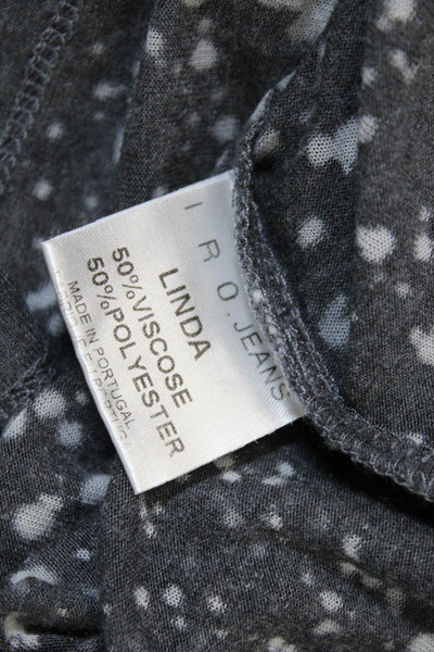 IRO Jeans Womens Spotted Print Short Sleeve Basic Blouse Top Gray Size M