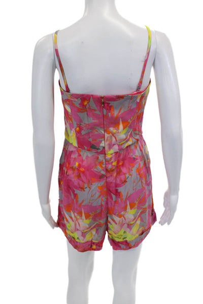 Trina Turk Womens Spaghetti Strap V-neck Floral Print Dress Pink Size 04