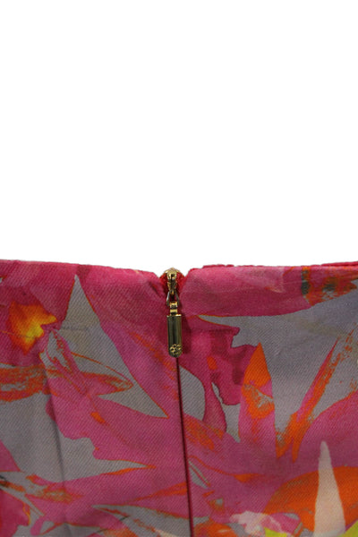 Trina Turk Womens Spaghetti Strap V-neck Floral Print Dress Pink Size 04