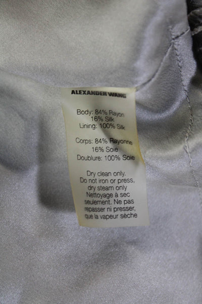 T Alexander Wang Womens Shiny Print Sleeveless V-Neck Blouse Silver Size XS