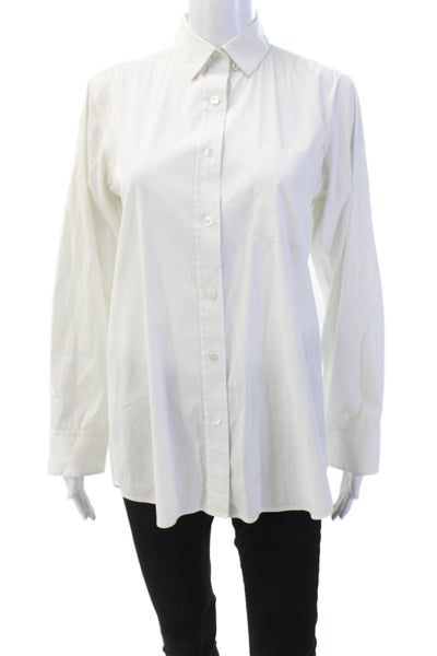 Theory Womens Cotton Collared Long Sleeve Classic Button Down Top White Size PS