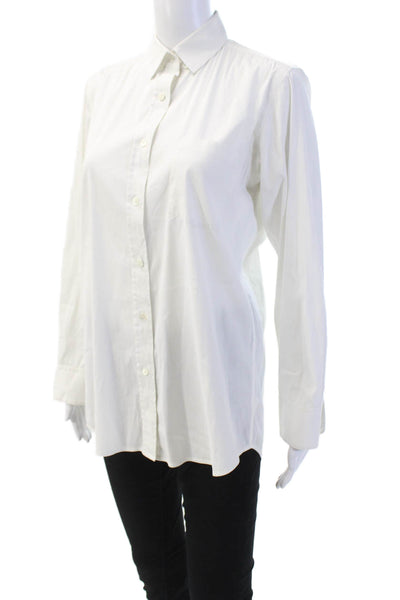 Theory Womens Cotton Collared Long Sleeve Classic Button Down Top White Size PS