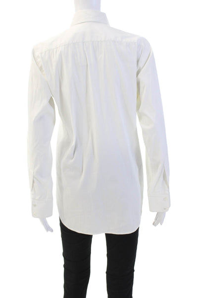 Theory Womens Cotton Collared Long Sleeve Classic Button Down Top White Size PS