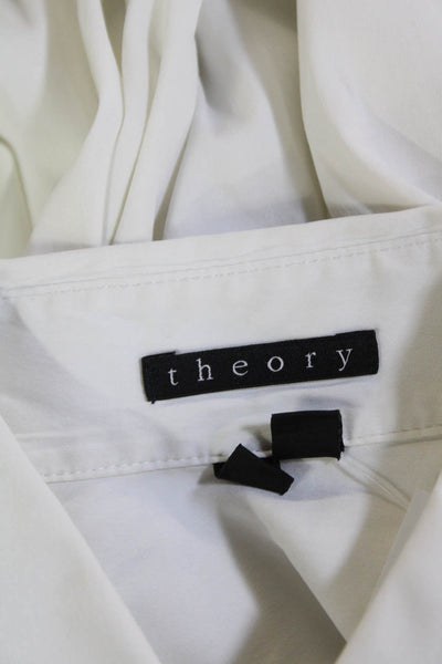 Theory Womens Cotton Collared Long Sleeve Classic Button Down Top White Size PS