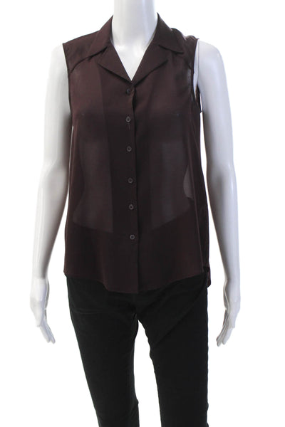 Theyskens Theory Womens Collared Sleeveless Lightweight Blouse Purple Size PS