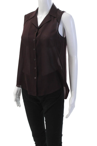 Theyskens Theory Womens Collared Sleeveless Lightweight Blouse Purple Size PS