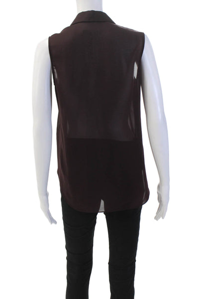 Theyskens Theory Womens Collared Sleeveless Lightweight Blouse Purple Size PS