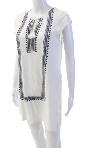 Soft Joie Womens Short Sleeve Embroidered T Shirt Dress White Size S