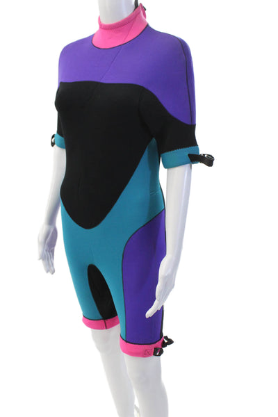 Designer Unisex Adults Coloblock Full Zipped Buckled Wet Suit Black Size M