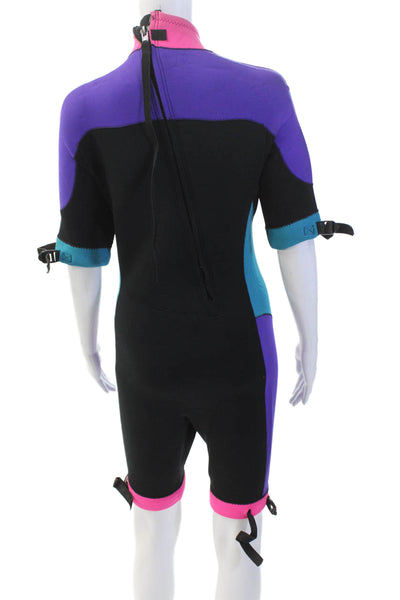Designer Unisex Adults Coloblock Full Zipped Buckled Wet Suit Black Size M